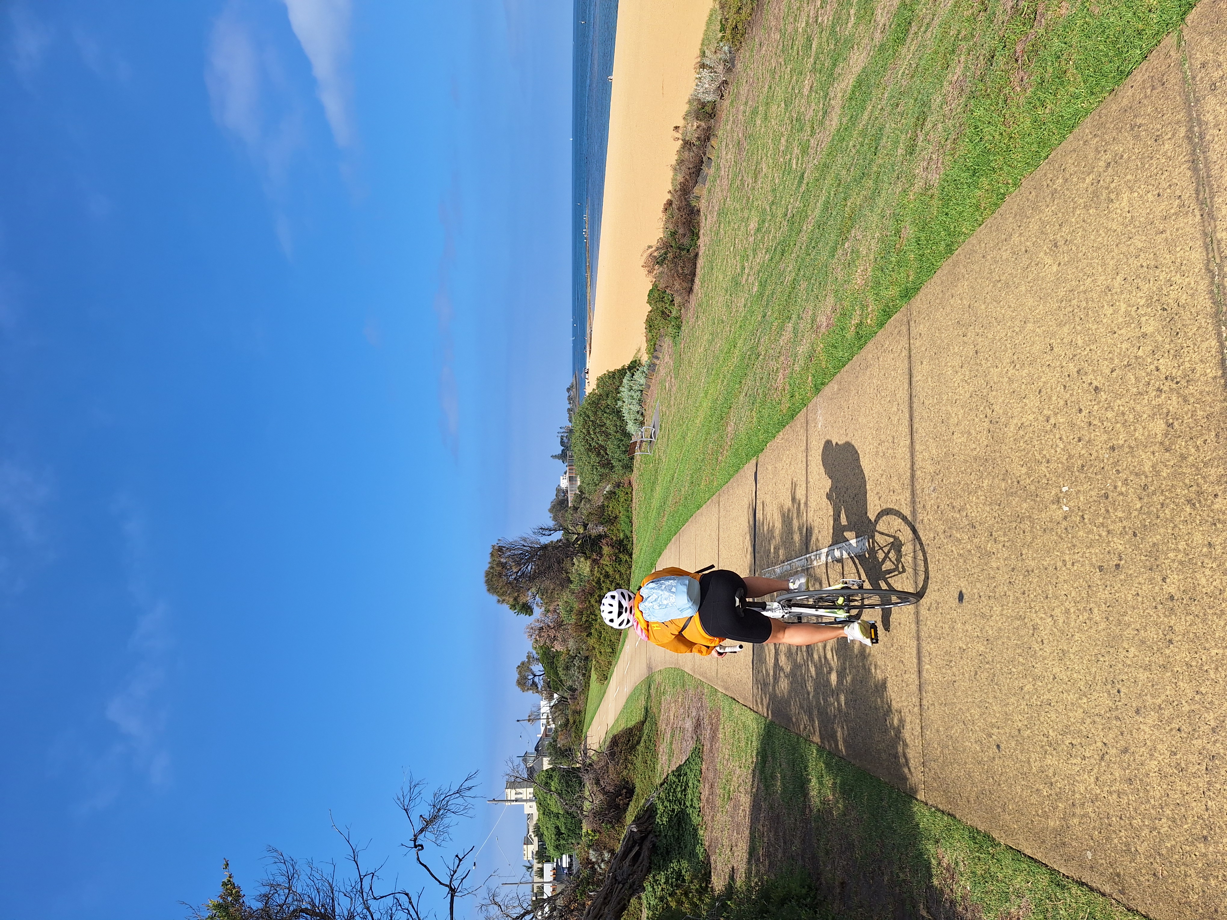 Biking along the Bay Trail on a sunny day